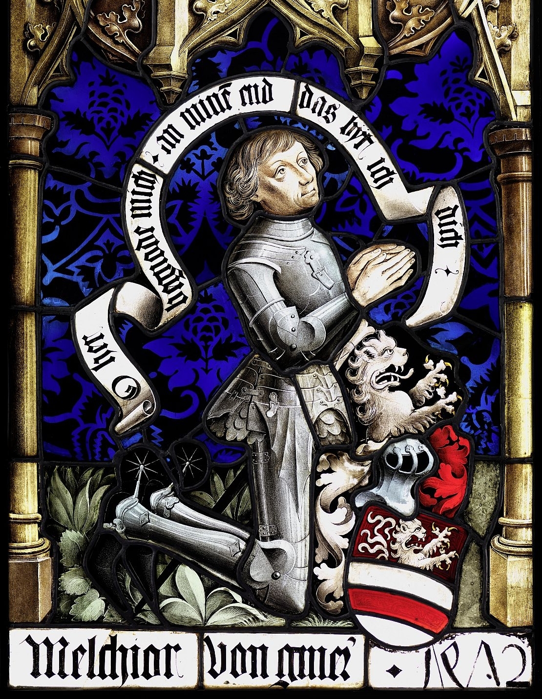 Stained Glass Panel of the Donor Melchior von Gemar, Peter Hemmel of Andlau, Strasbourg, dated 1472