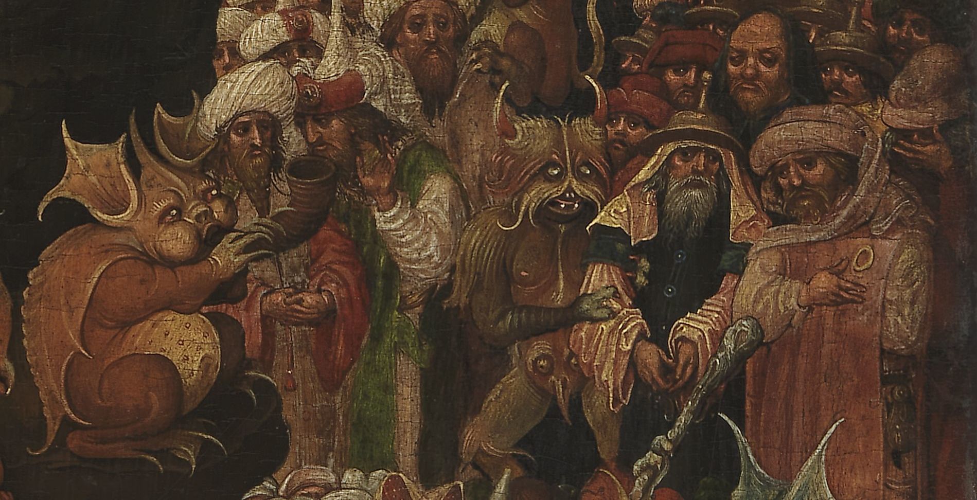 Weltgericht, Seeschwaben (?), Detail: Teufel verschleppen Juden und Sarazenen in die Hölle