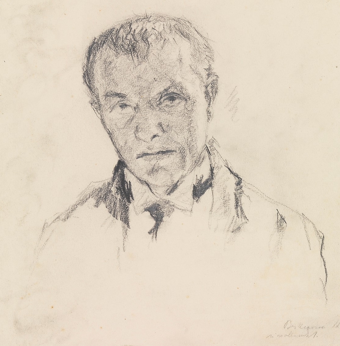 Ein unvollendetes Selbstporträt von Max Beckmann. Mit Bleistift 1912 gezeichnet