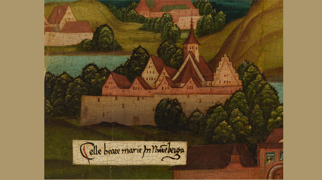 The oldest, idealised depiction of the Nuremberg Charterhouse. Detail from the painting “Expansion of the Carthusian Order”, attributed to Bernhard Strigel, around 1512/13