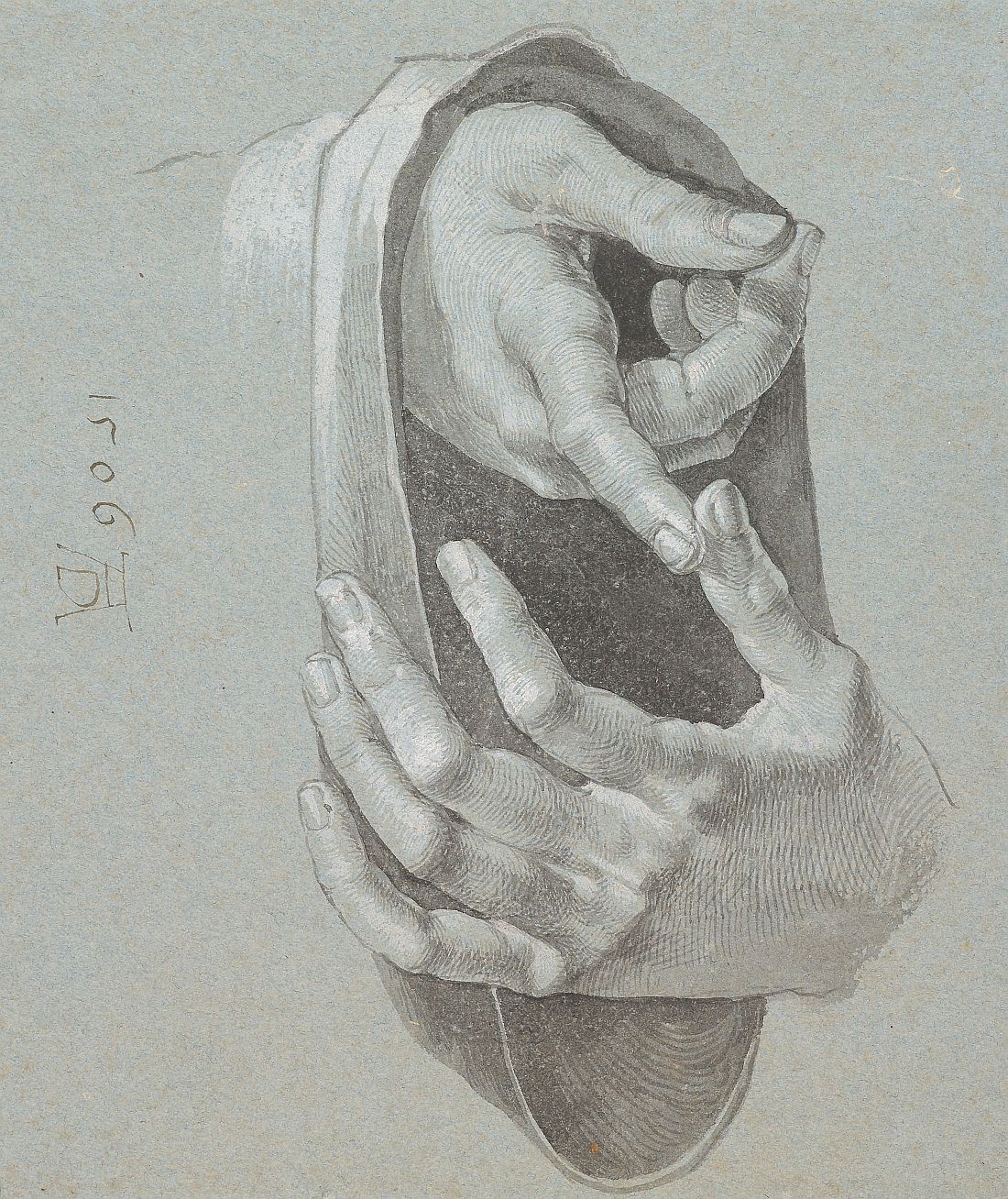 Albrecht Dürer's Zeichnung der Hände des 12-jährigen Jesu, datiert 1506