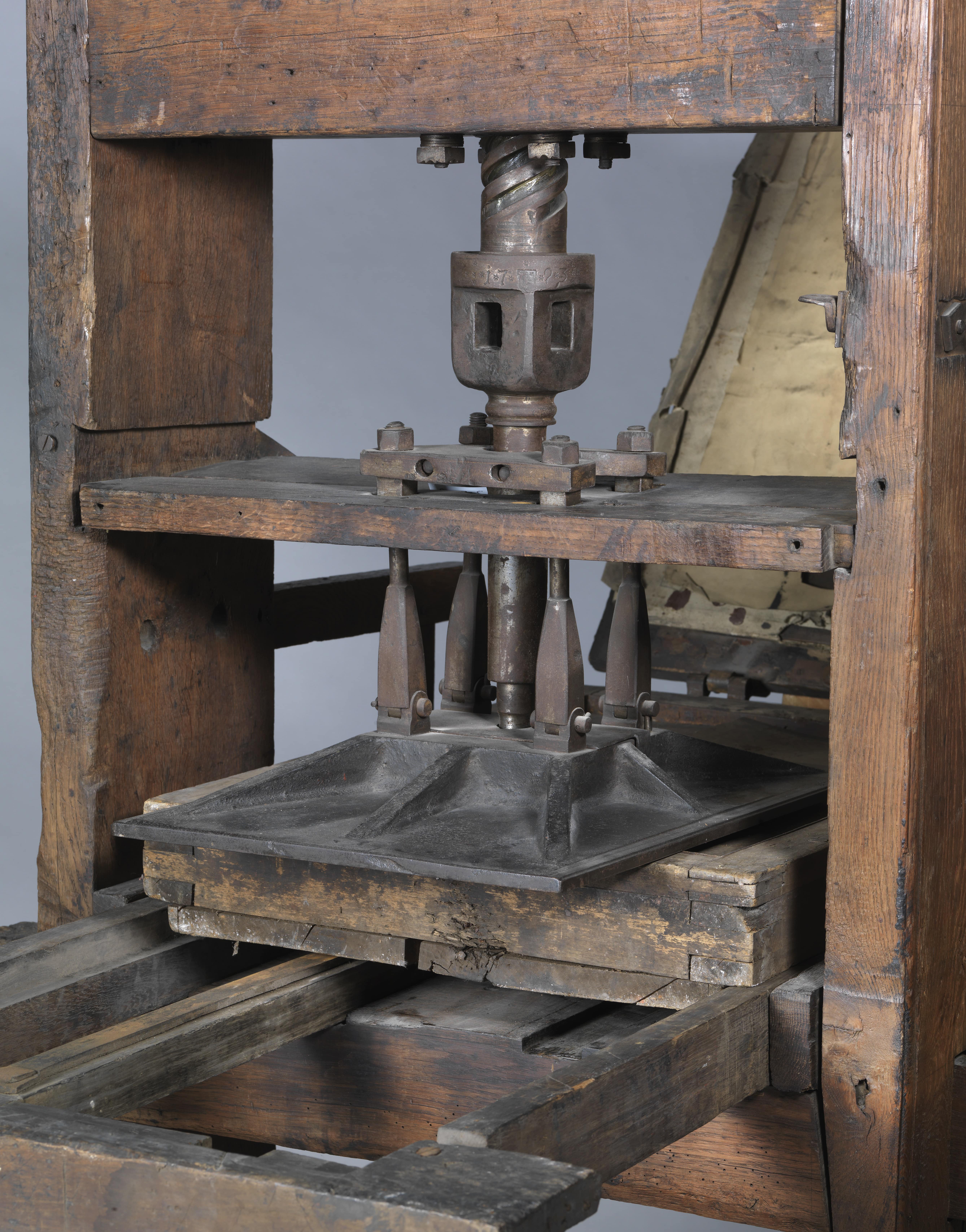 Druckerpresse, auch Buchdruckerpresse oder Handtiegelpresse, 1793, Nürnberg