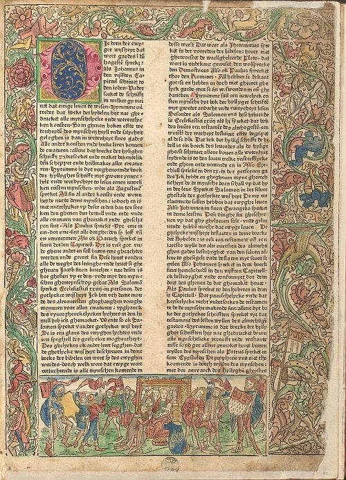 Heinrich Quentell (Drucker), Biblia, niederdeutsch, 1478/79, Köln, Nürnberg, GNM, Inc. 2° 33486 a, fol. 1r.