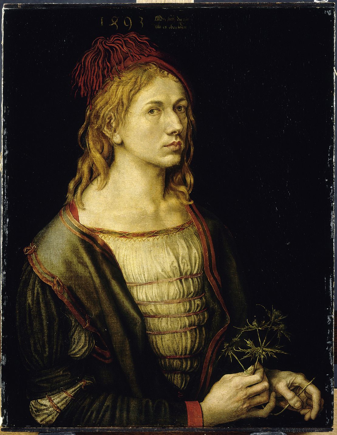 Dürers erstes gemalte Selbstporträt von 1493, heute im Musée du Louvre in Paris © bpk, RMN - Grand Palais, Jean-Gilles Berizzi