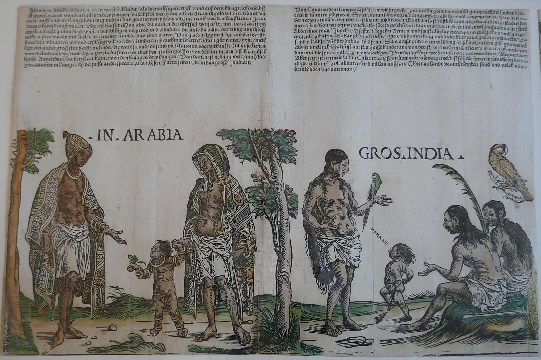 Bewohner Afrikas und Indiens auf einem Holzstich von Hans Burgkmair von 1508
