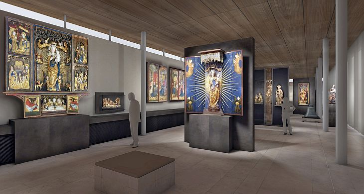 Visualisierung neue Dauerausstellung Spätmittelalter in der sogen. Mittelalterhalle (J. Wolff)